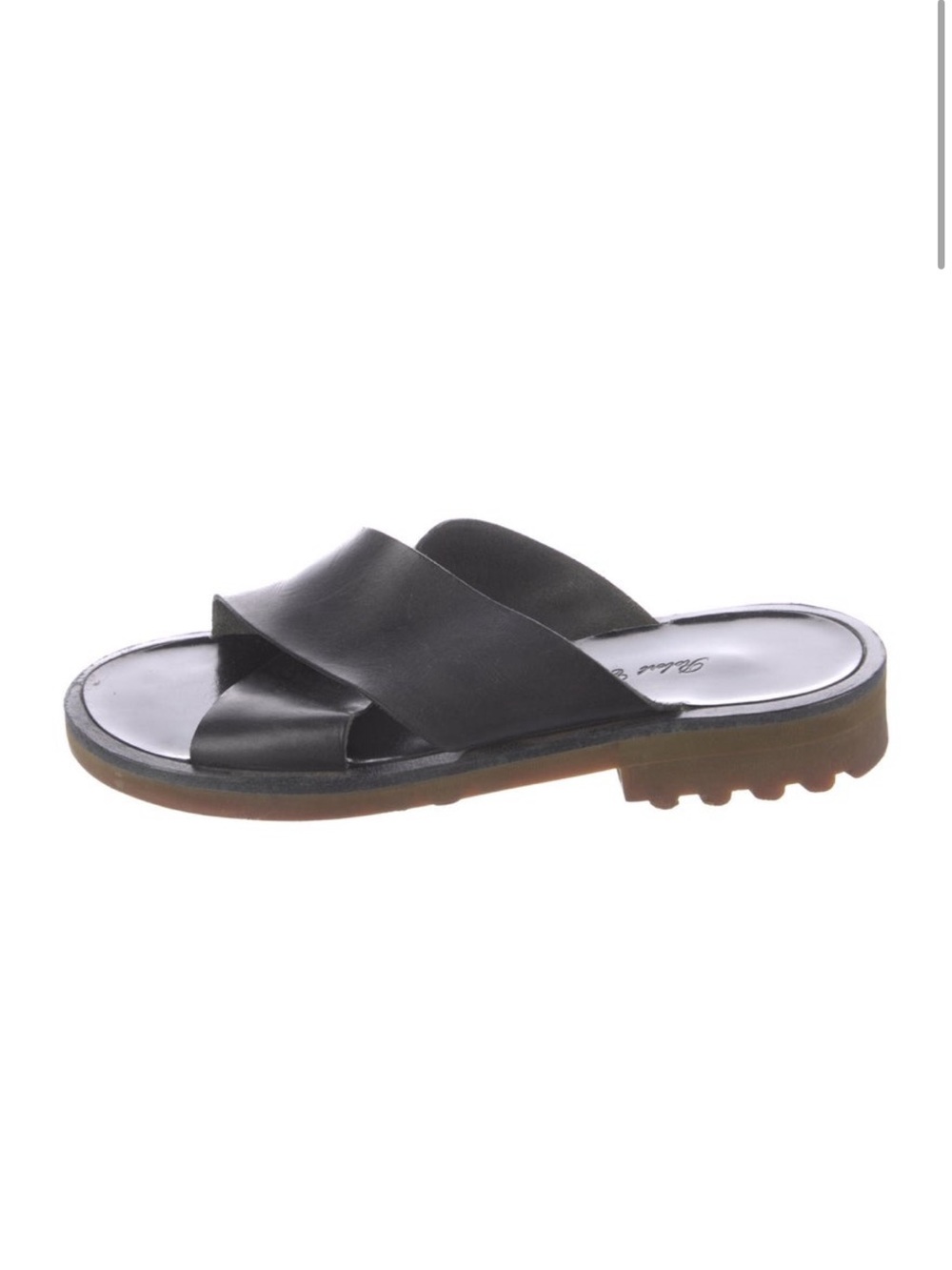 Robert Clergerie Black Leather Crisscross Slide Mule - Picture 2 of 5